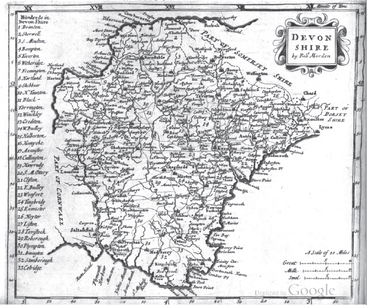 MAP PLATE Devonshire New Descrip & State Of E Morden R 1704 2ndED Betwpp22&23 DL CSG 010112.PNG