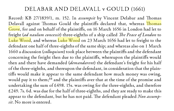 SNIPPET Baker & Milsom EngLegHist Delabar & Delaval V Gould 1661 2010 P547 DL CSG 210813.PNG