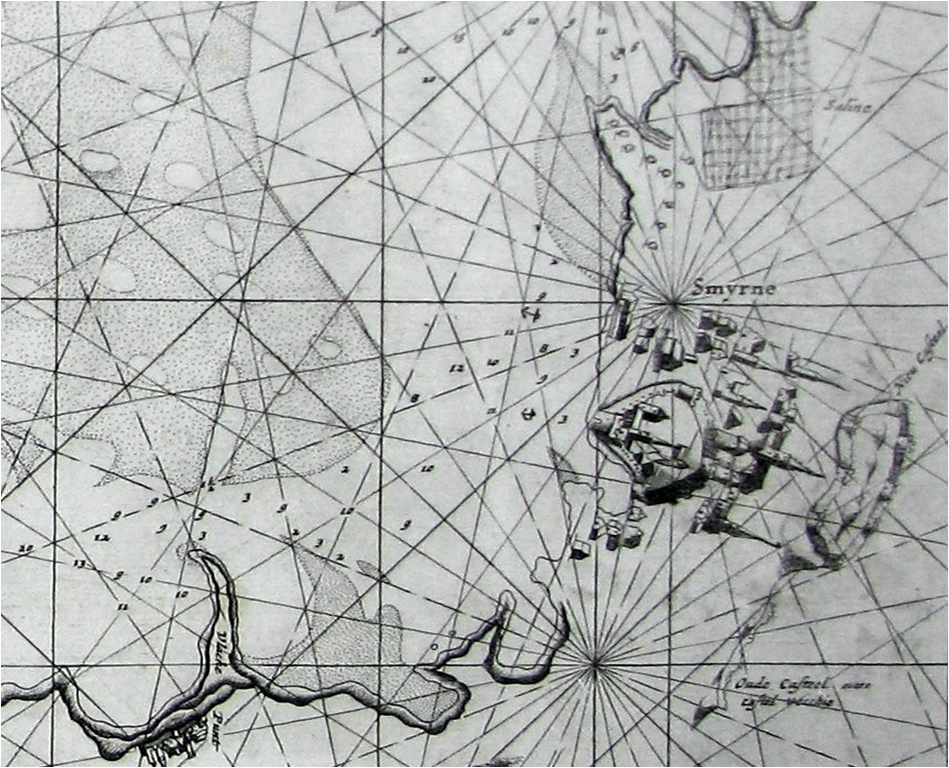 Detail of Smirna in 'Carta Maritima del Golfo di Smirne', Francecsco M. Levanto (XXXX, 1664)