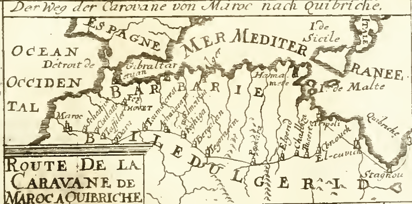 'Route te la Caravane de Maroc a la Quibriche', A. Manesson (German. edn., 1719)