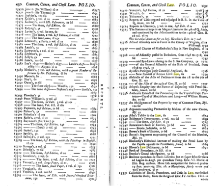 BOOK PAGE Law Library Catalogue Osborne And Shipton PP430-431 1757.png